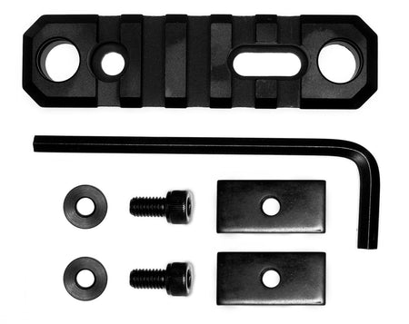 GrovTec US GTSW192 3.1 Inch 5 Slot Picatinny Stock Rail with Push Button Bases AR Black Anodized
