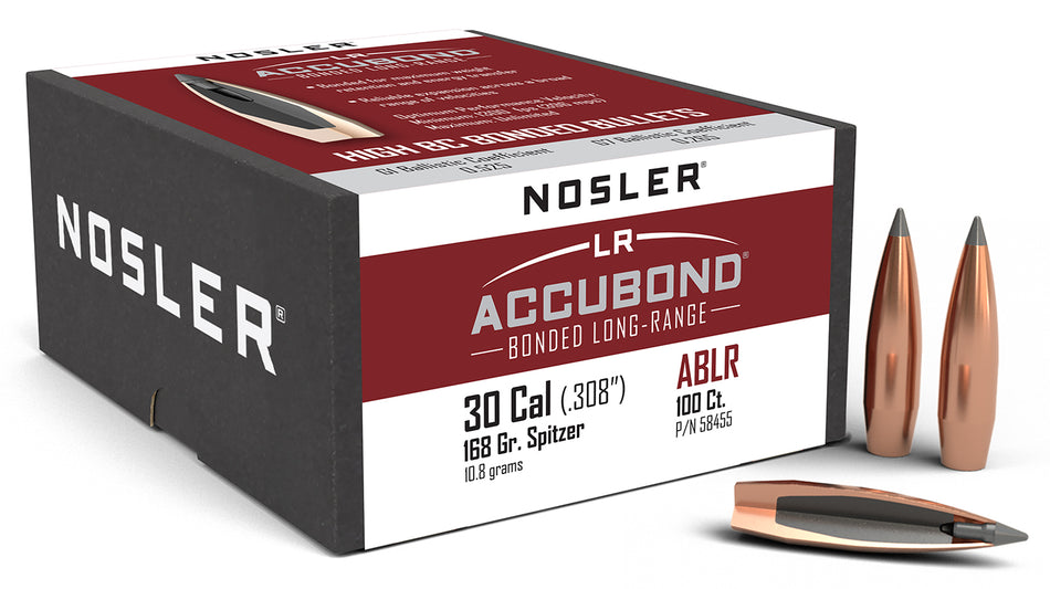 Nosler 58455 30Cal 168 Grain AccuBond Long Range Spitzer Point Boat Tail 100/Box