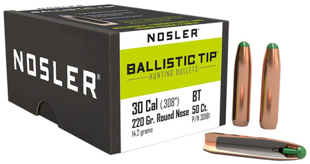 Nosler 30181 30 Caliber 220gr Ballistic Tip Round Nose 50/Box