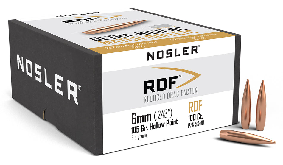 Nosler 53410 6mm 105gr RDF Match Hollow Point Boat Tail 100/Box