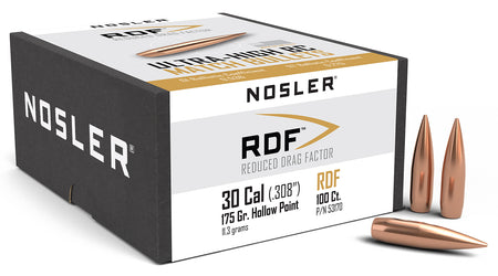Nosler 53170 30Cal 175 Grain RDF Match Hollow Point Boat Tail 100/Box
