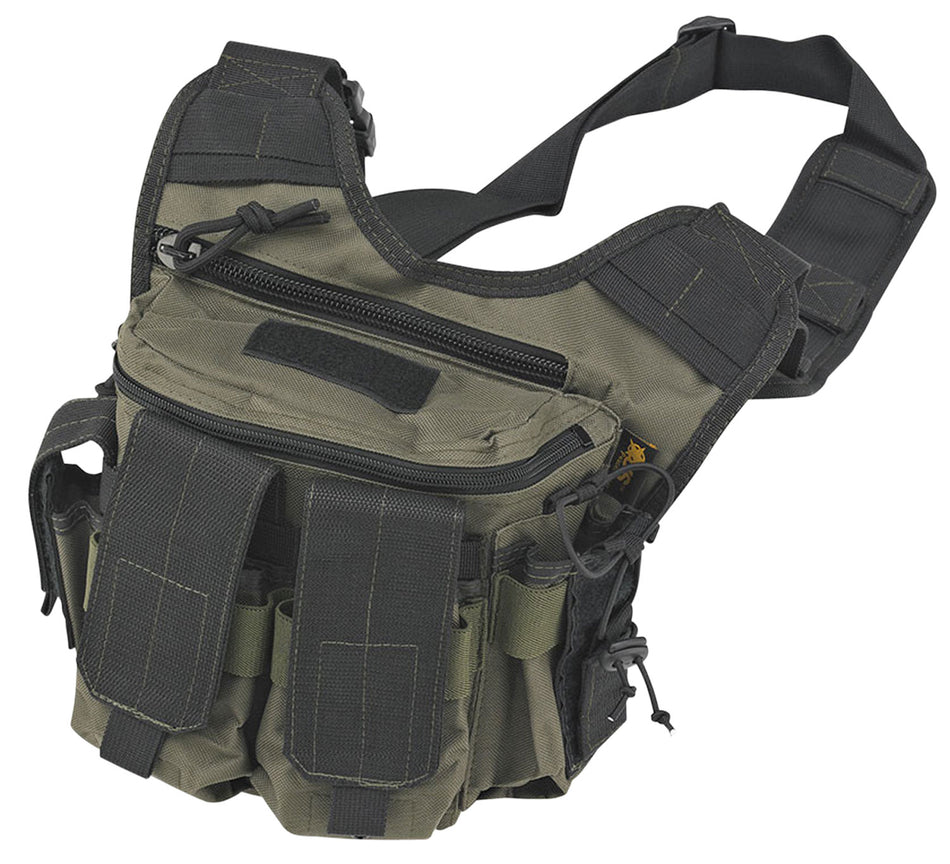 US PeaceKeeper P20305 Rapid Deployment Shoulder Sling Pack OD Green Black 600D Polyester