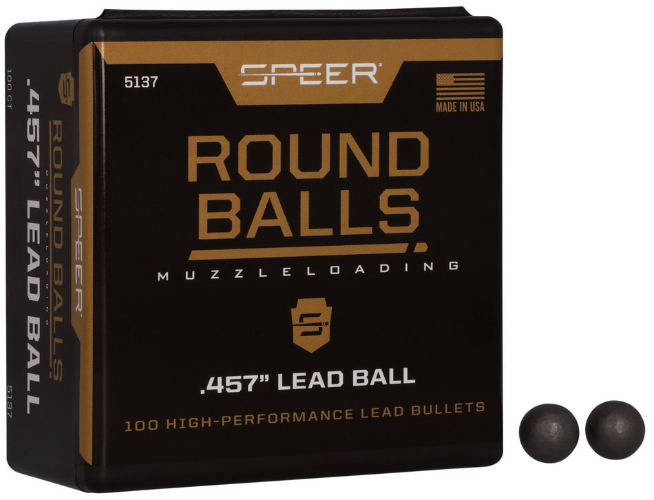 Speer 45 Cal 143gr Round Lead Ball Black Powder Bullets 100 Per Box