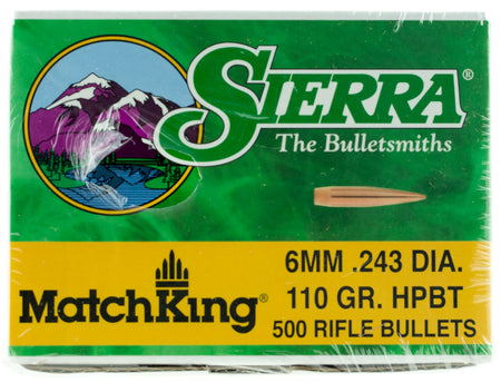 Sierra 1575C 6mm 110gr MatchKing Hollow Point BT Bullets 500/Box