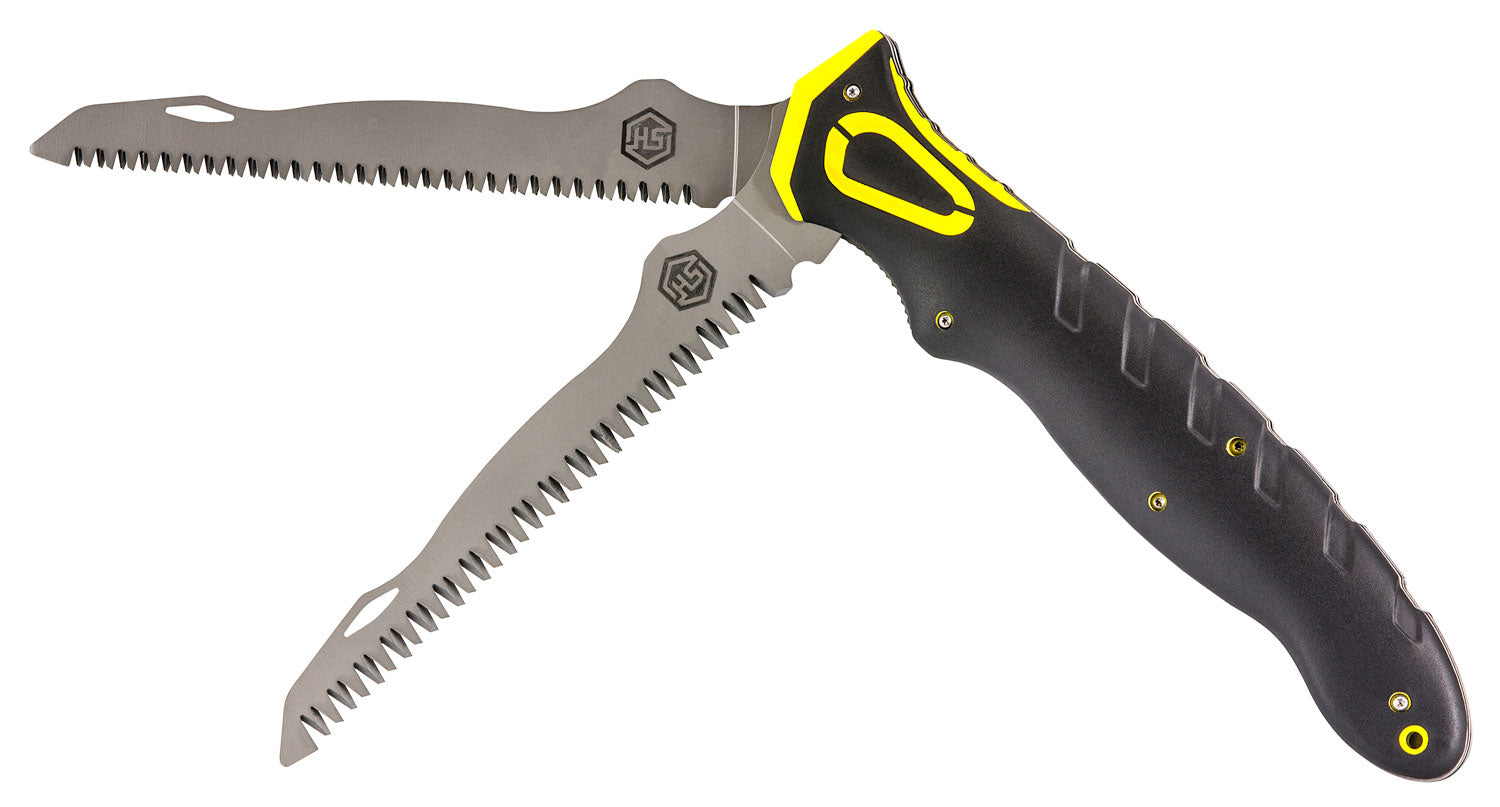 Hunter's Specialties 100053 Command Grip Folding Dual Blade Saw 5CR15/3CR14 Stainless Steel 12" Bone and Wood Blades Black Rubber Handle