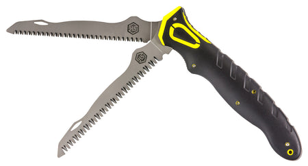 Hunter's Specialties 100053 Command Grip Folding Dual Blade Saw 5CR15/3CR14 Stainless Steel 12" Bone and Wood Blades Black Rubber Handle