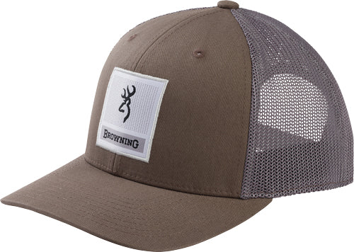Browning Prowler Mesh Snapback Square Buckmark Patch Cap - Pewter OSFM