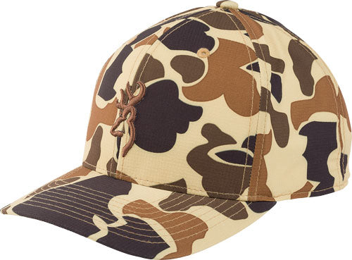 Browning Cupped Up 110 Snapback Vintage Tan Buckmark Cap OSFM