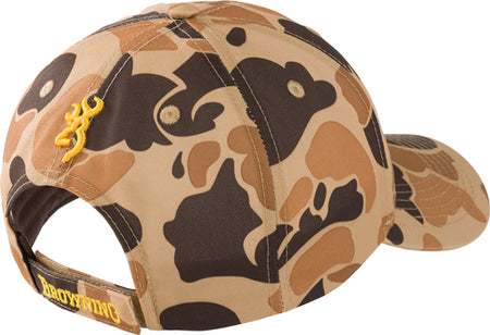 Browning Rimfire Cap with Buckmark Logo in Vintage Tan Camo - Velcro Closure