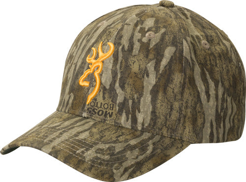 Browning Rimfire Cap with Buckmark Logo in Bottomland Camo - Velcro Closure