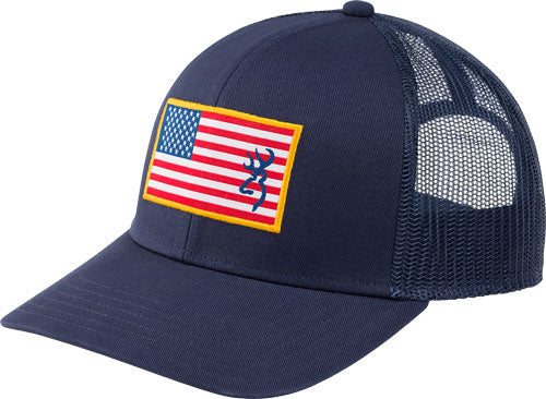 Browning Glory Mesh Snapback American Flag Patch Cap - Blue OSFM
