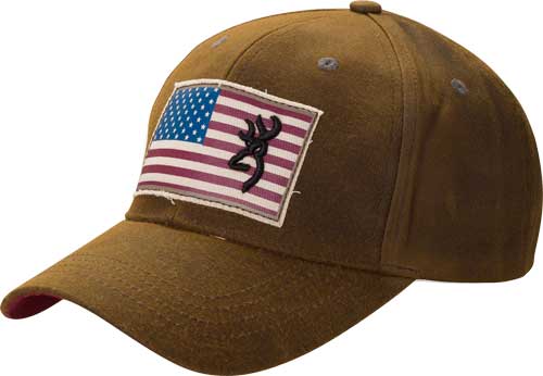 Browning Liberty Wax Flag Buckmark Logo Cap - Dark Brown Adjustable