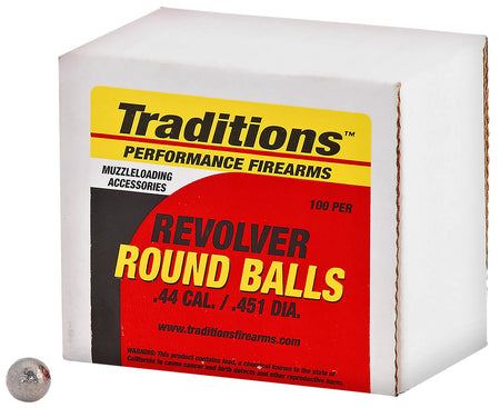 Traditions .44 Cal Round Ball 140gr Revolver .451 Dia 100-Pack
