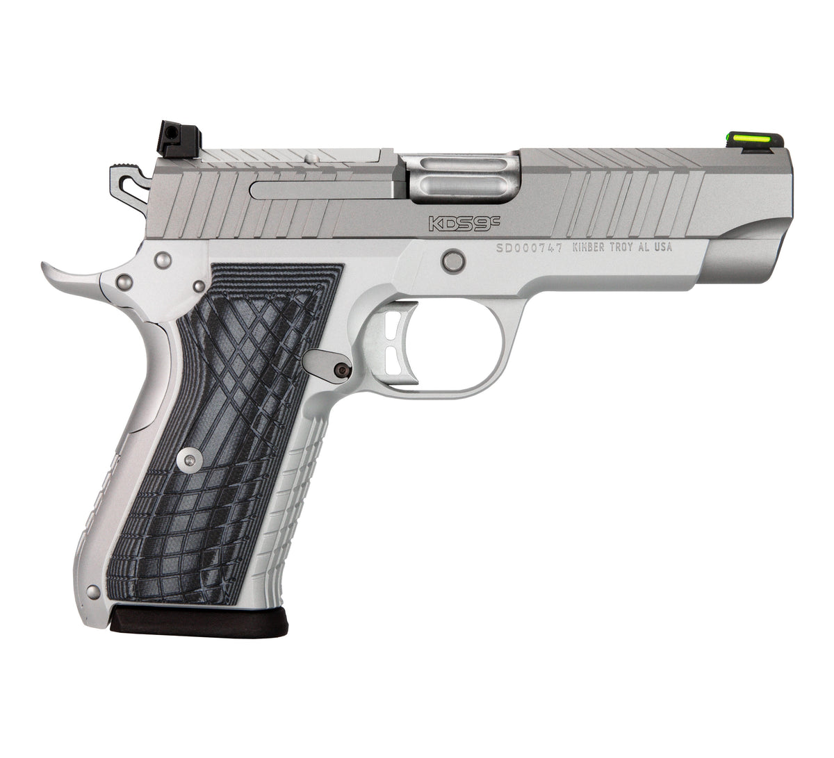 Kimber Mfg.,inc 3100013 KDS9C 9mm 10+1 4.09" KimPro Silver Front and Rear Serrations Stainless Steel Slide Gray and Black G10 Crosshatch Grip