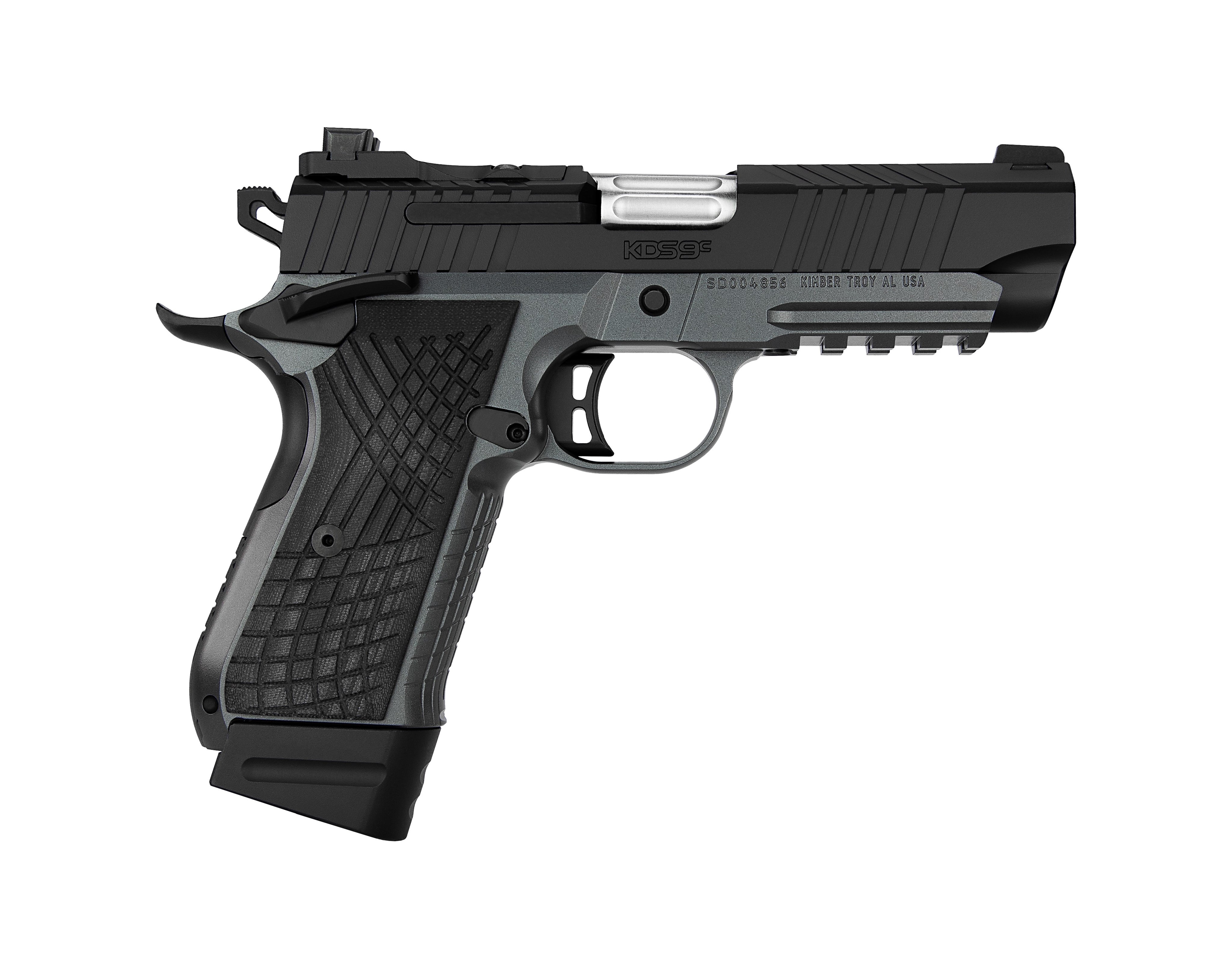 Kimber Mfg.,inc 3100015 KDS9C 9mm 15+1 4.09" KimPro Gray/Black Front and Rear Serrations Stainless Steel Black Crosshatch cut G-10 Grip