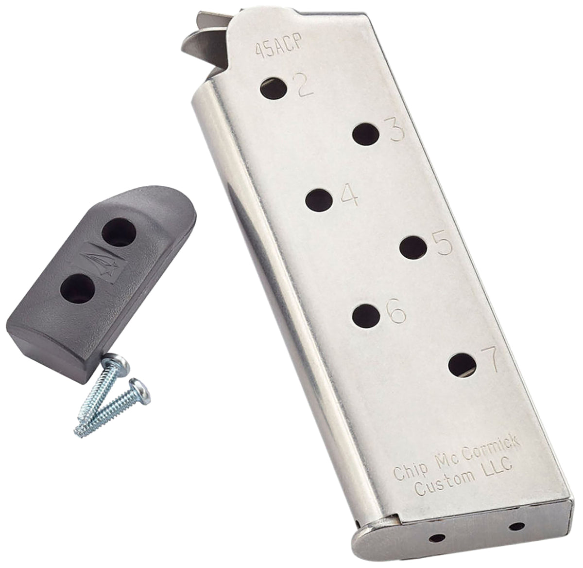 CMC Products 14121 Match Grade 7rd .45 ACP 1911 Officer Magazine, Stainless/Black