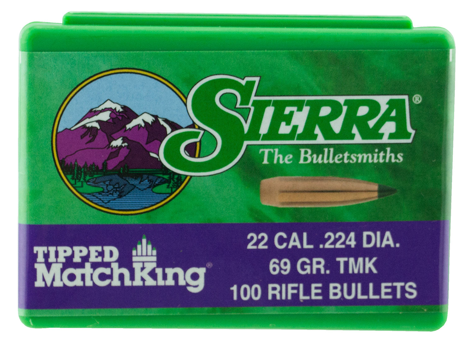 Sierra 7169 22Cal 69gr Tipped MatchKing Reloading Bullets 100/Box