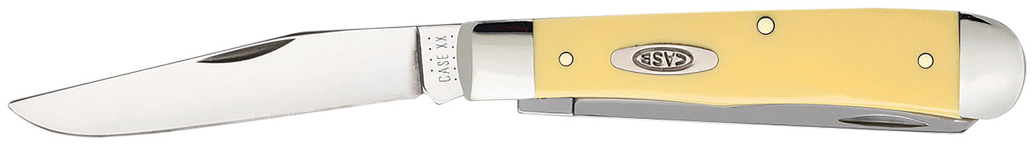 Case 00161 Trapper 3.25"/3.27" Folding Clip Point/Spey Chrome Vanadium Steel Blade Yellow Synthetic Handle