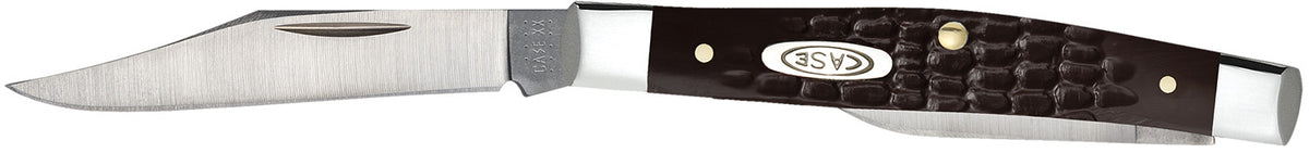 Case 00083 Small Pen 2"/1.47" Folding Clip/Pen Stainless Steel Blade Brown Jigged Synthetic Handle