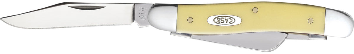 Case 00035 Medium Stockman 2.57" Folding Clip/Sheepsfoot/Spey Chrome Vanadium Steel Blade Yellow Synthetic Handle