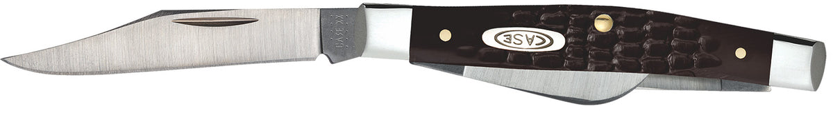 Case 00081 Small Stockman 2" Folding Clip/Sheepfoot/Pen Stainless Steel Blade Brown Jigged Synthetic Handle
