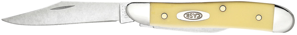 Case 00030 Peanut 2.10"/1.53" Folding Clip/Pen Chrome Vanadium Blade Smooth Yellow Synthetic Handle