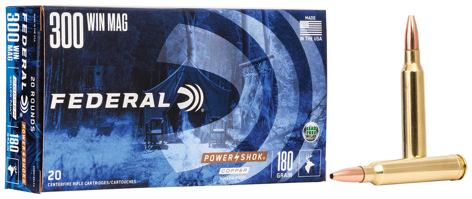 Federal 300W180LFA Power-Shok Copper Hollow Point  180 Grain .300 Winchester Mag