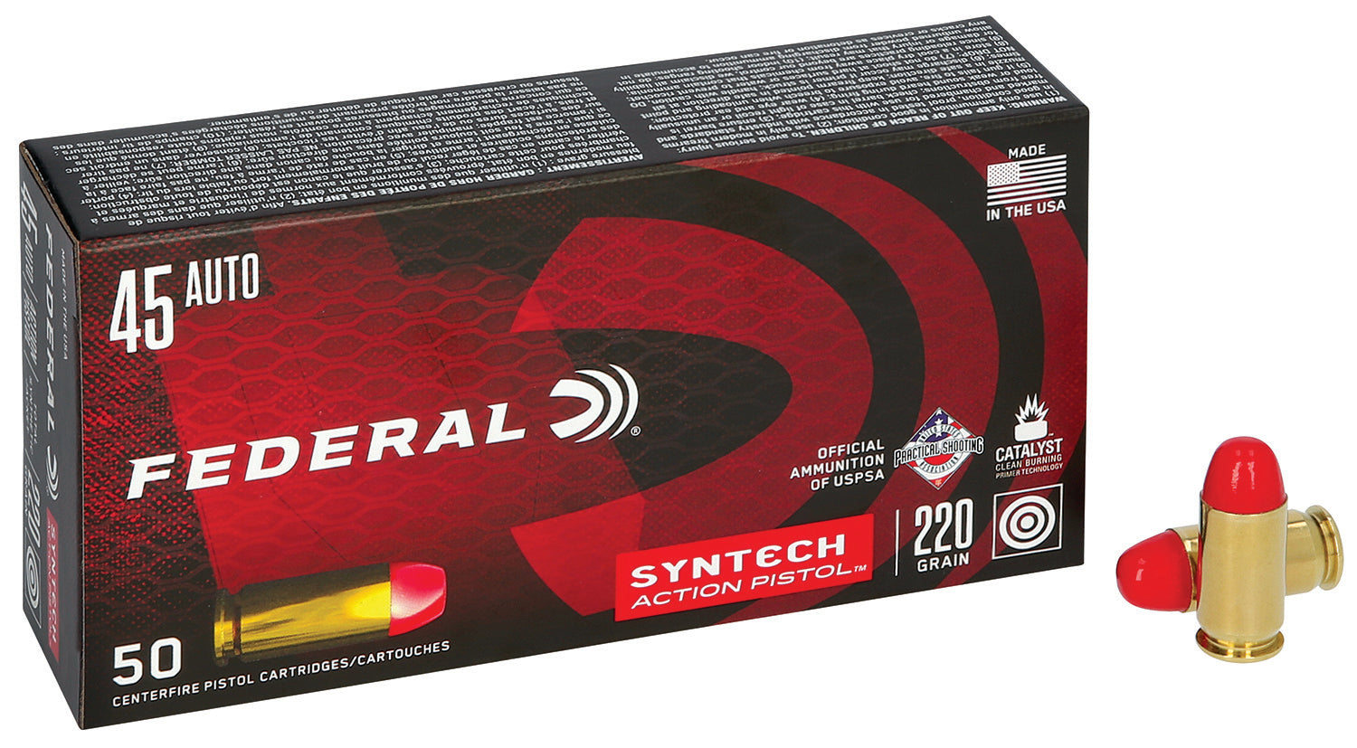 American Eagle AE45SJAP1 Syntech Action Pistol Total Syntech Jacket Flat Nose  220 Grain .45 ACP/Auto