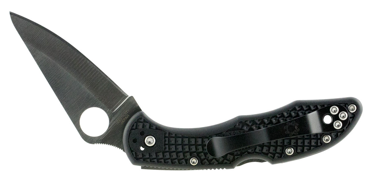 Spyderco C11PBK Delica 4 Folding Knife 2.88" Drop Point Plain VG-10 SS Blade, Black Textured FRN Handle