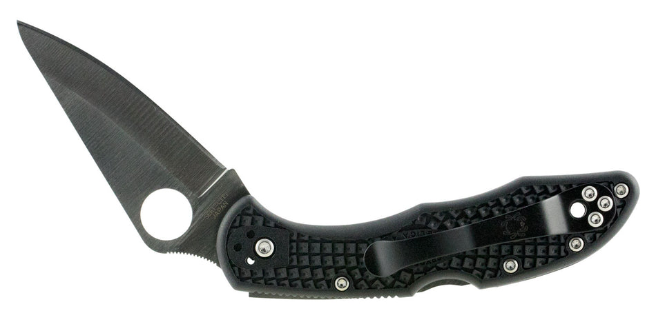 Spyderco C11PBK Delica 4 Folding Knife 2.88" Drop Point Plain VG-10 SS Blade, Black Textured FRN Handle