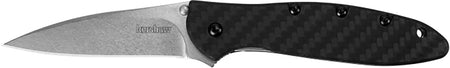 Kershaw 1660CF Leek 3" Folding Drop Point CPM 154 SS Stonewashed Blade, Black Carbon Fiber Handle with Pocket Clip