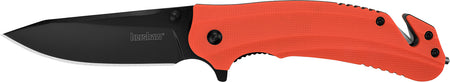 Kershaw 8650 Barricade 3.50" Folding Drop Point 8Cr13MoV Black Oxide Blade, Orange Glass-Filled Nylon Handle with Glass Breaker