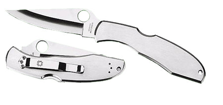 Spyderco C10P Endura II 3.88" Folding Drop Point Plain VG-10 Stainless Steel Blade with Stainless Handle
