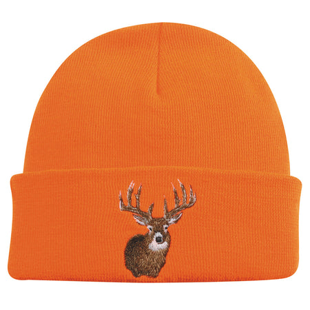 Outdoor Cap Blaze Orange Knit Watch Cap with Embroidered Deer