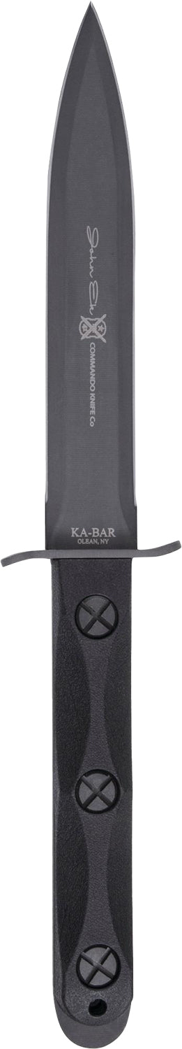 Ka-Bar EK44 Ek Model 4 6.63" Fixed Double Edge Spear Point 1095 Cro-Van Blade, Black GRN Handle with Sheath