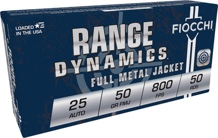 Fiocchi 25AP Range Dynamics Full Metal Jacket FMJ 50 Grain .25 ACP