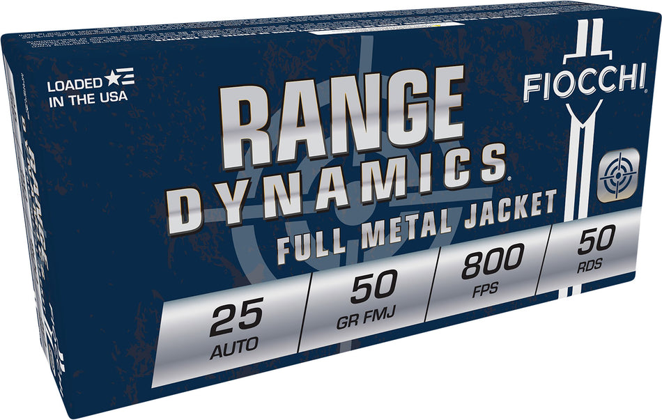 Fiocchi 25AP Range Dynamics Full Metal Jacket FMJ 50 Grain .25 ACP