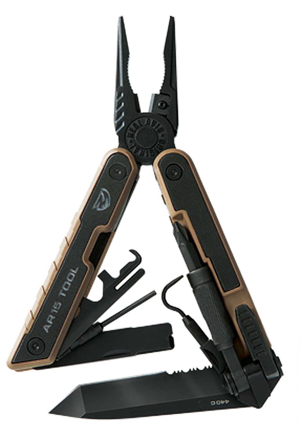 Real Avid AVAR15T AR-15 Multi-Function Tool 440C SS Serrated Blade Black G10 Handle