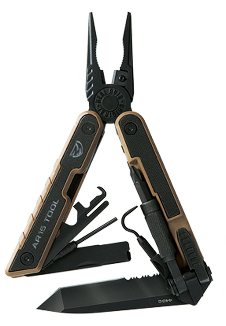 Real Avid AVAR15T AR-15 Multi-Function Tool 440C SS Serrated Blade Black G10 Handle