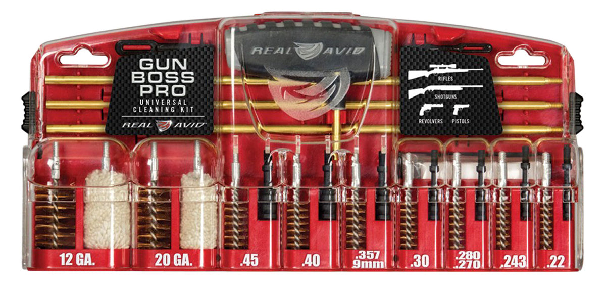 Real Avid Gun Boss Pro Universal Cleaning Kit 23 Pieces Multi-Caliber with Brass Rods