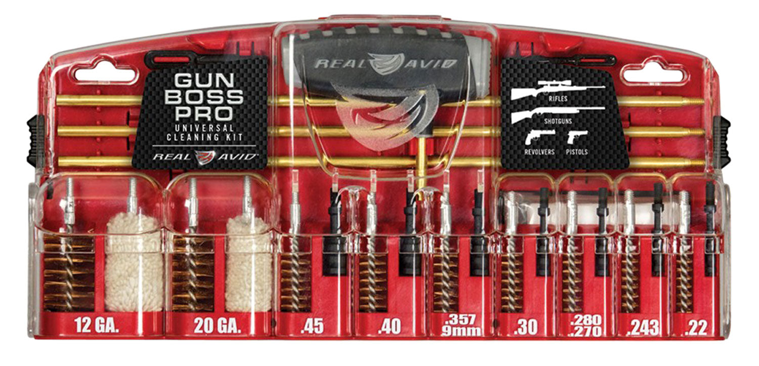 Real Avid Gun Boss Pro Universal Cleaning Kit 23 Pieces Multi-Caliber with Brass Rods