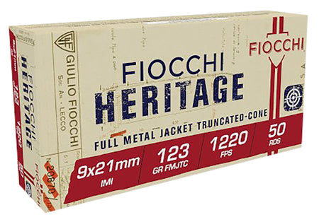 Fiocchi 9X21 Heritage Full Metal Jacket Truncated Cone  123 Grain 9x21mm IMI