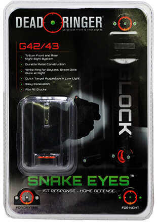 Dead Ringer Snake Eyes Ghost Ring Tritium Green/Green Night Sights for Glock 42