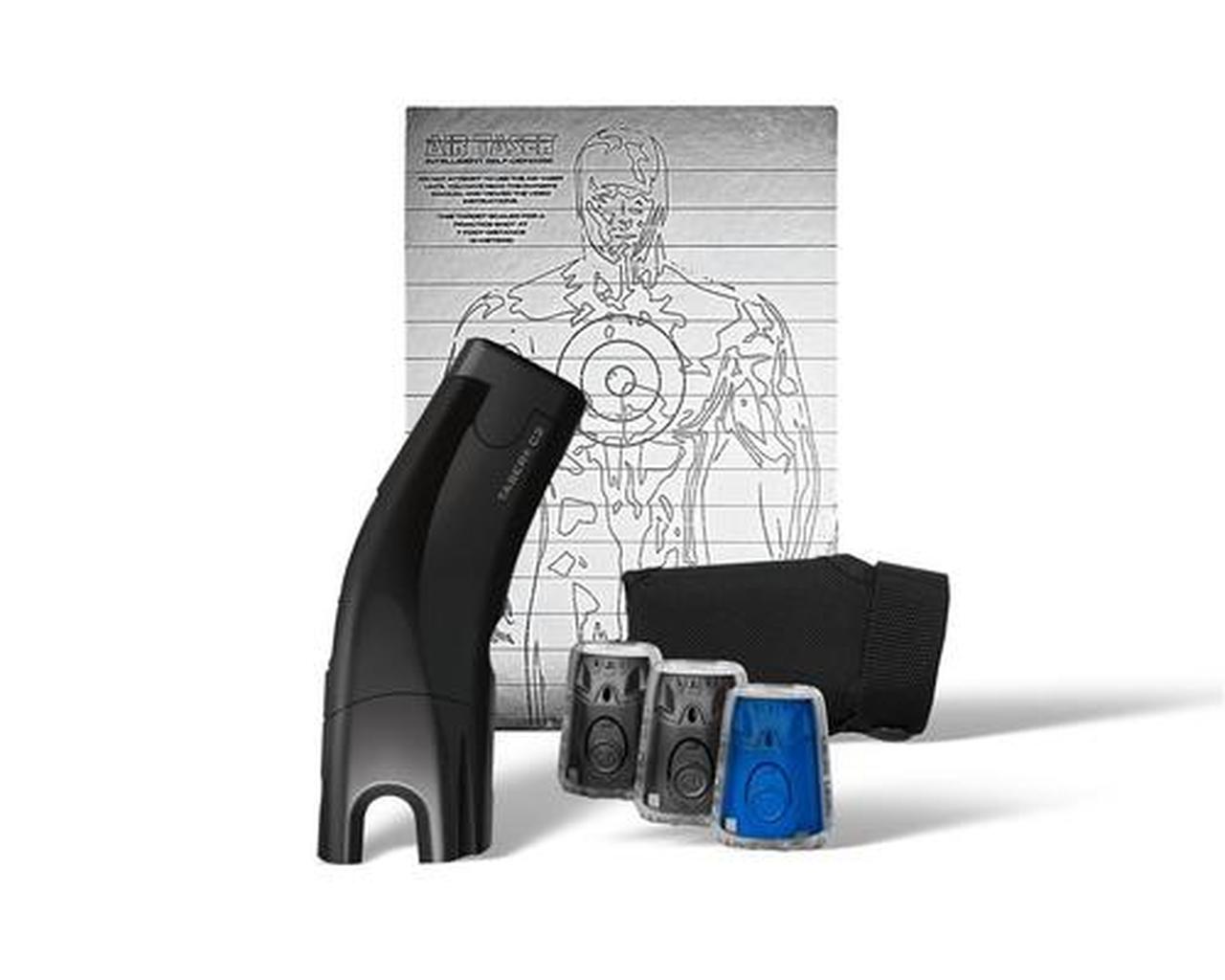 TASER C2 Gold Kit Black with Laser LED 2 Live Cartridges 1 Training Cartridge Holster 50K Volt