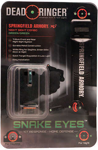 Dead Ringer Snake Eyes Ghost Ring GP NS Tritium Green/Green Night Sights for Springfield XDS