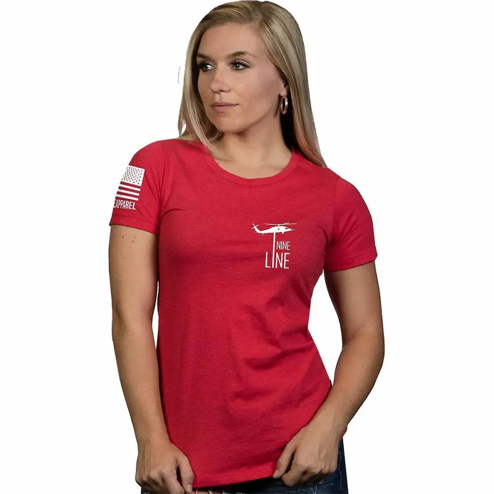 Nine Line Apparel R.E.D. Remember Everyone Deployed Women's Tee - Red Cotton, Medium