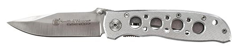 Smith & Wesson CK105H Plain Blade Silver Aluminum Handle Folding Knife 4.1"
