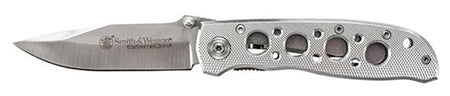 Smith & Wesson CK105H Plain Blade Silver Aluminum Handle Folding Knife 4.1"
