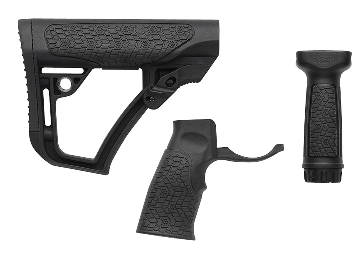 Daniel Defense 2810206145006 Collapsible Buttstock with Pistol Grip and Vertical Foregrip Black Polymer AR-15