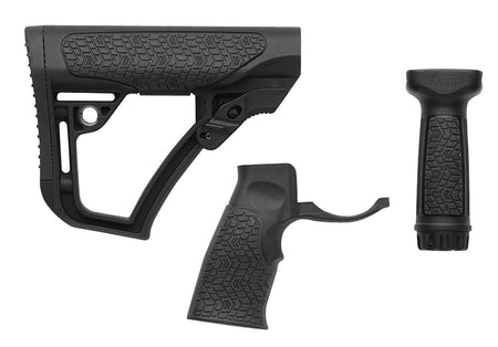 Daniel Defense 2810206145006 Collapsible Buttstock with Pistol Grip and Vertical Foregrip Black Polymer AR-15